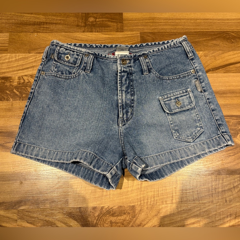 Vintage Silver Jean Shorts Denim Sz30 Distressed Boho Festival Hippie Retro Rave